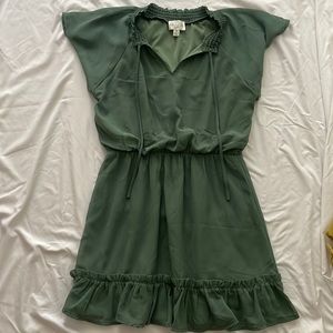 Green Ruffle Mini Dress
